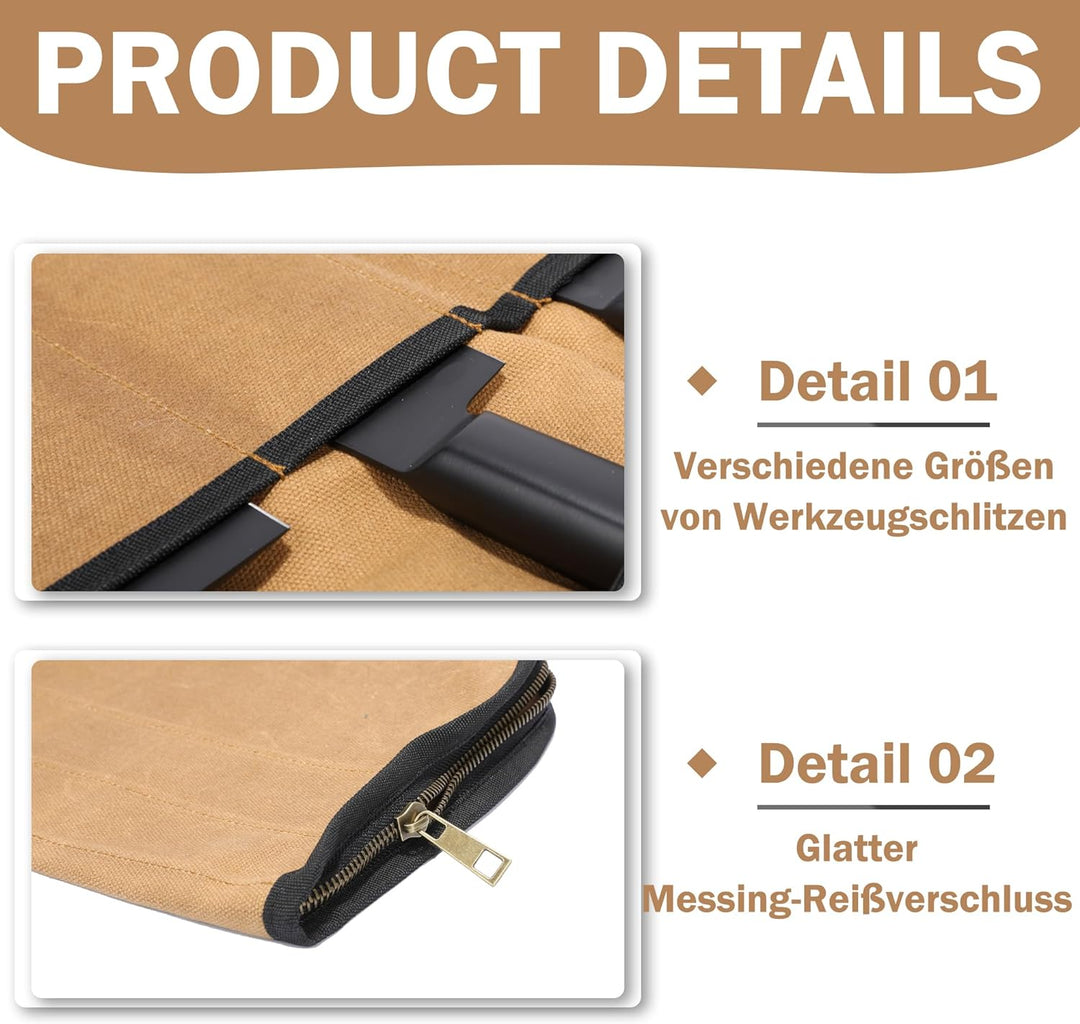 Kaaltisy Küchenmessertasche mit 5 Taschen, Rolltasche, Messertasche Küchenmesser, Messerrolle für Pr