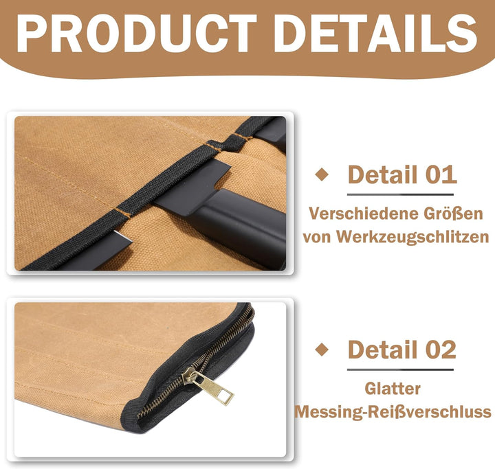 Kaaltisy Küchenmessertasche mit 5 Taschen, Rolltasche, Messertasche Küchenmesser, Messerrolle für Pr
