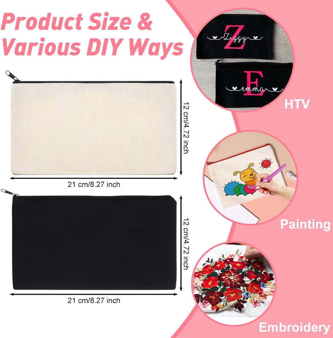30 Stück Canvas Zipper Pouch Taschen, DIY Handwerk Blank Makeup Taschen, Canvas Bleistift Fall Kosme