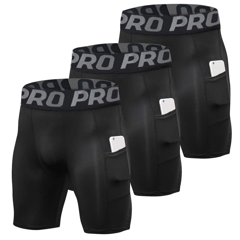 YUSHOW 3er Pack Kompressionsshorts Herren Kompressionshose Sporthose Kurz Schnell Trocknend Atmungsa