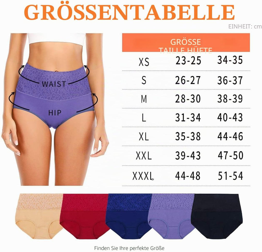 Senllori Damen Unterwäsche, hohe Taille, Baumwolle, Bauchkontrolle, weiche volle Abdeckung Multipack