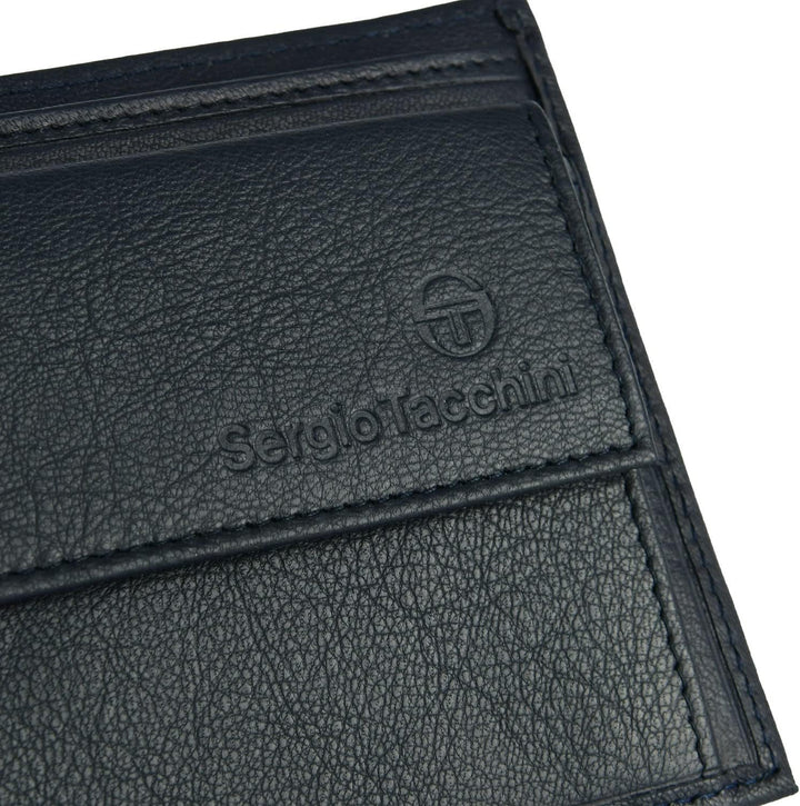 Sergio Tacchini Herren Brieftasche in echtem Leder, dünn mit Trägern Blau 019, Blau 019