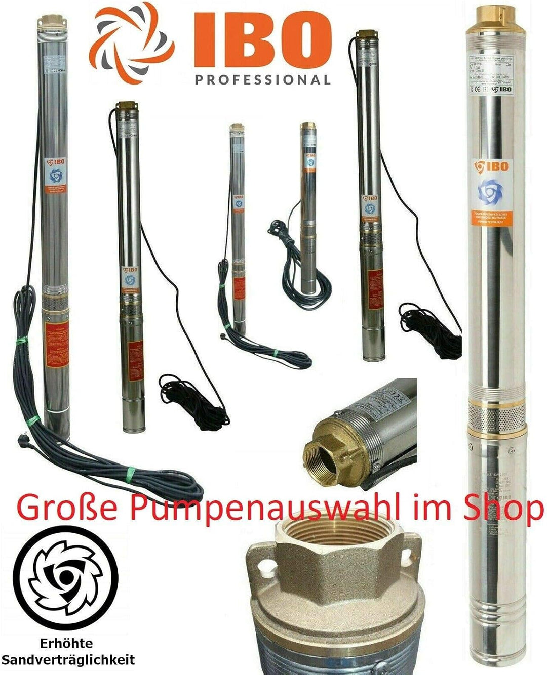 SKM150 Tiefbrunnenpumpe Brunnenpumpe 4" - 97 mm - 3000l/h - 1,1kW - 10,7bar