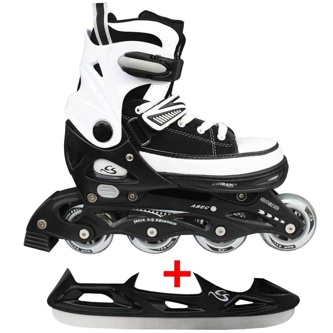Cox Swain Sneak 2in1 grössenverstellbare Kinder Inline Skates und Schlittschuhe mit PU Gummirollen s