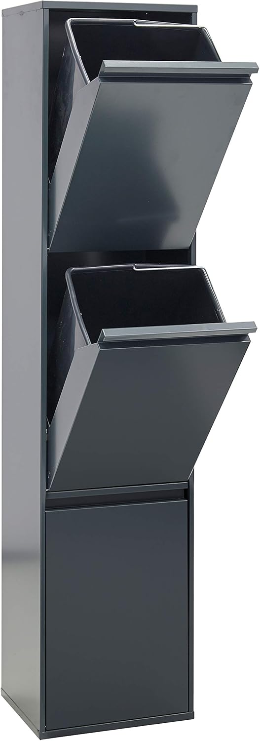 ARREGUI Basic CR304-B Mülltrennsystem aus Stahl | 3 Fächer Mülleimer für die Küche | 3 Fach Abfallei