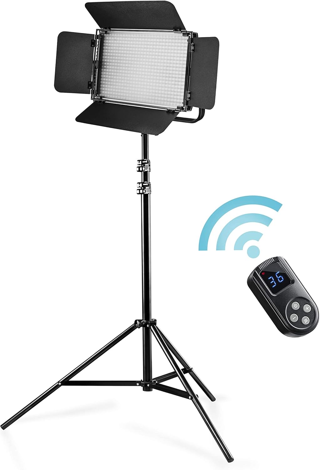 Walimex pro Niova 600 Plus Daylight + WT-806 Lampenstativ – Set aus LED Videoleuchte Dauerlicht Fläc