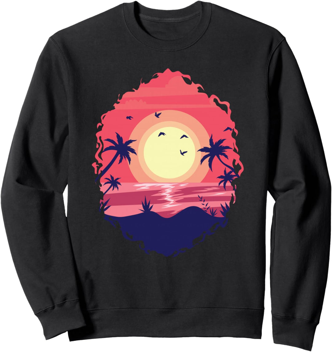Sonnenuntergang am Meer mit Palmen Sweatshirt