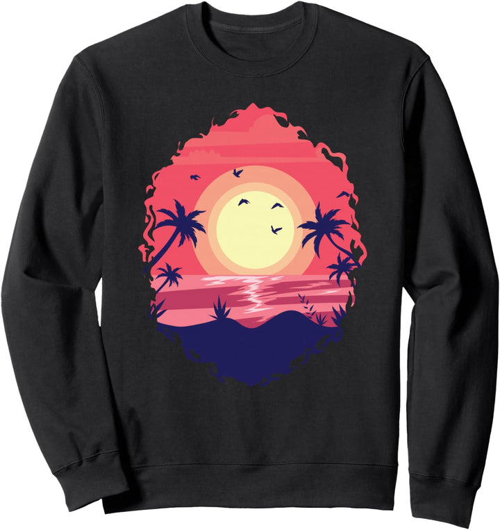 Sonnenuntergang am Meer mit Palmen Sweatshirt