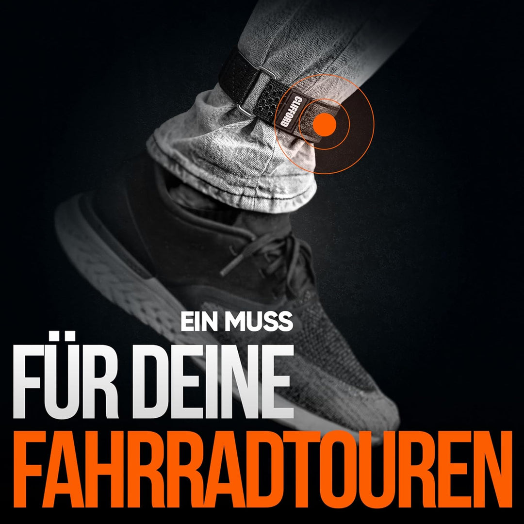 CLIFFORD Elastisches Klettband mit Silikon-Grip & Premium-Klett - Rutschfeste Hosenklammer für Fahrr