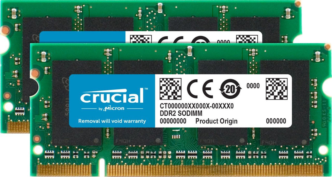 Crucial CT2KIT25664AC800 4 GB (2 GB x 2) Speicher Kit (DDR2, 800MHz, PC2-6400, SODIMM, 200-Pin)