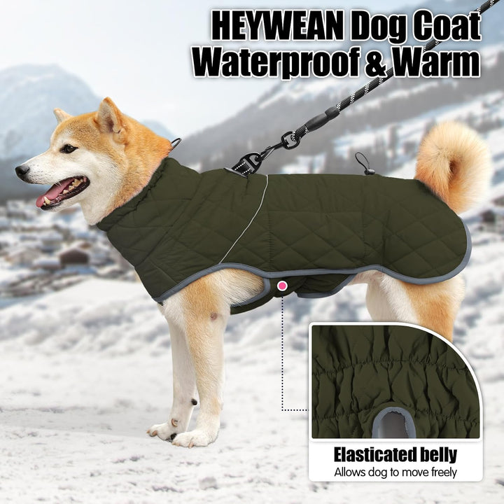HEYWEAN Hundemantel Winter Wasserdicht Hundejacke mit D-Ring Warm Mantel Hund Fleece Hundepullover R
