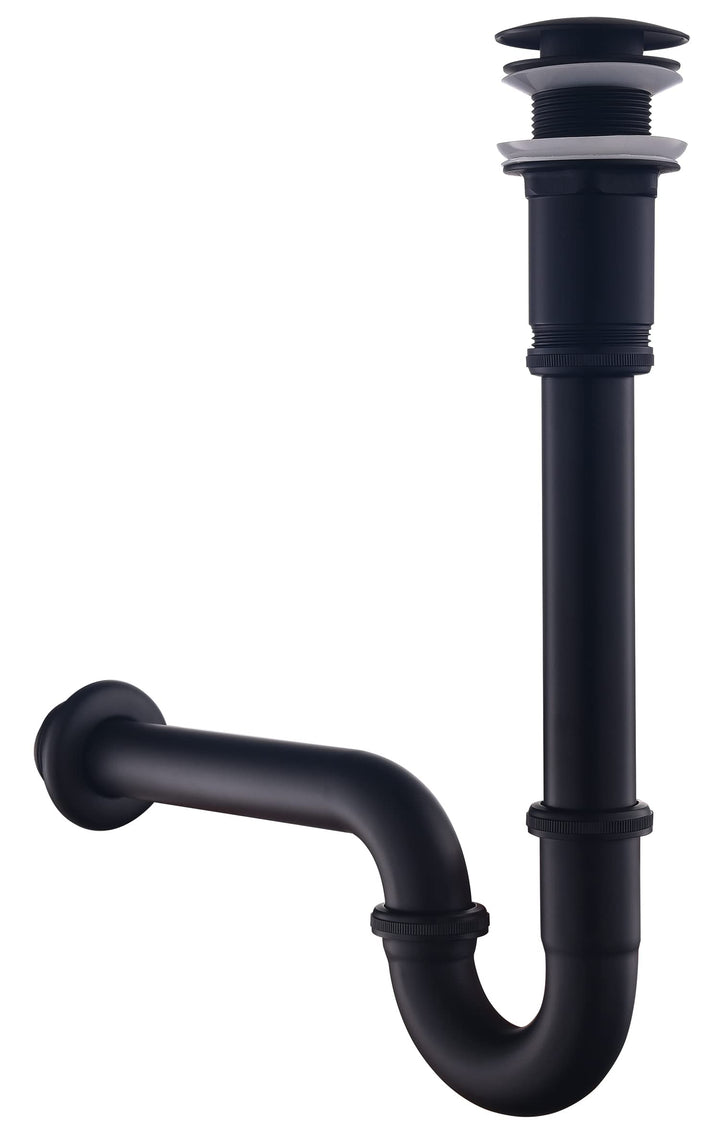 SET - Siphon mit Ablaufgarnitur ohne Überlauf für Waschbecken Schwarz Matt - Keymark Universal Röhre