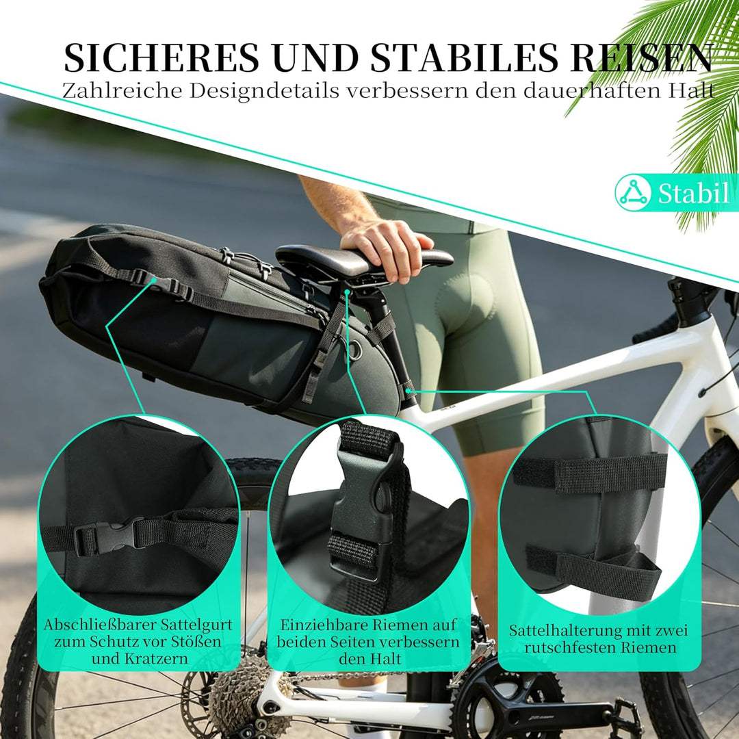 AUMTISC Fahrrad Satteltasche 11L,Sitztasche Aufbewahrungstasche für Outdoor Rennräder Fahrräder, Mou