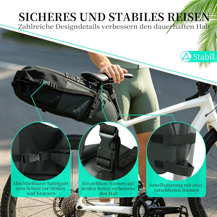 AUMTISC Fahrrad Satteltasche 11L,Sitztasche Aufbewahrungstasche für Outdoor Rennräder Fahrräder, Mou