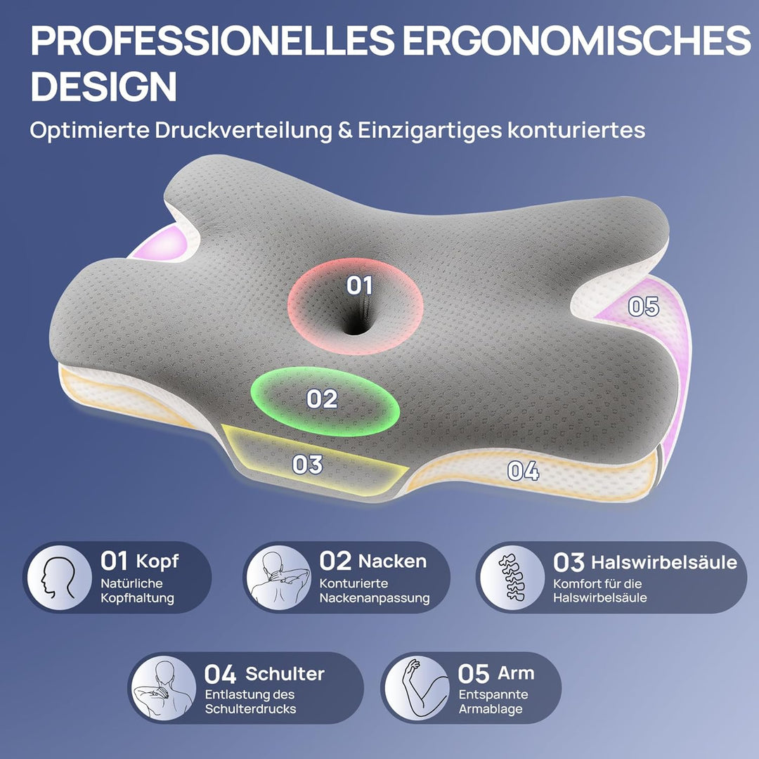 MULISOFT Nackenkissen Memory Foam Kissen, Ergonomisches Kopfkissen, Seitenschläferkissen, Nackenstüt
