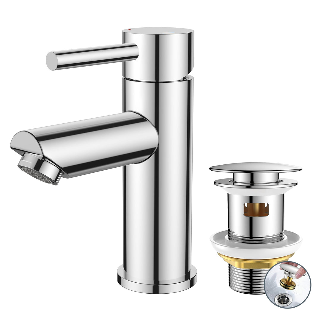 FORIOUS® Wasserhahn Bad, Edelstahl Waschbeckenarmatur mit Auslaufhöhe 85MM, Einhebel-Mischbatterie m
