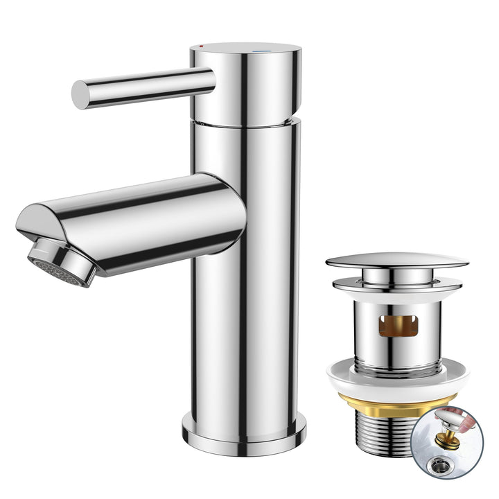 FORIOUS® Wasserhahn Bad, Edelstahl Waschbeckenarmatur mit Auslaufhöhe 85MM, Einhebel-Mischbatterie m