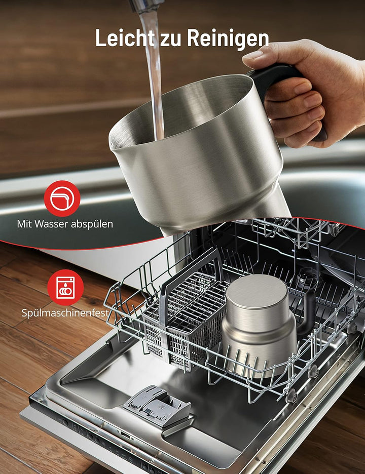 PARIS RHÔNE Milchaufschäumer, 4-in-1 500ML Milchaufschäumer Elektrisch Induktion, Spülmaschinenfest,