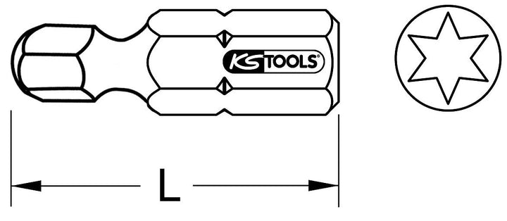 KS Tools 911.3392 1/4" CLASSIC Bit TX, 25mm, Kugelkopf, TX15, 5er Pack