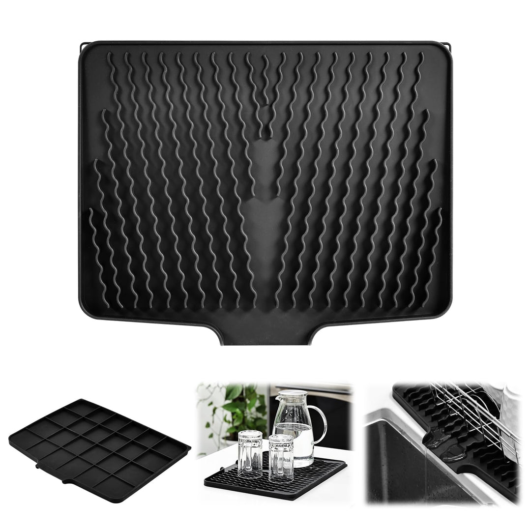 Abtropfmatte Ohne Falten 40x33x1.5cm | Silikon Abtropfmatte Geschirr für die Küche Spüle | Schrägdes