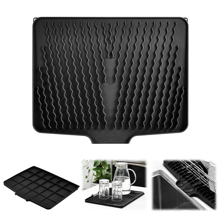 Abtropfmatte Ohne Falten 40x33x1.5cm | Silikon Abtropfmatte Geschirr für die Küche Spüle | Schrägdes