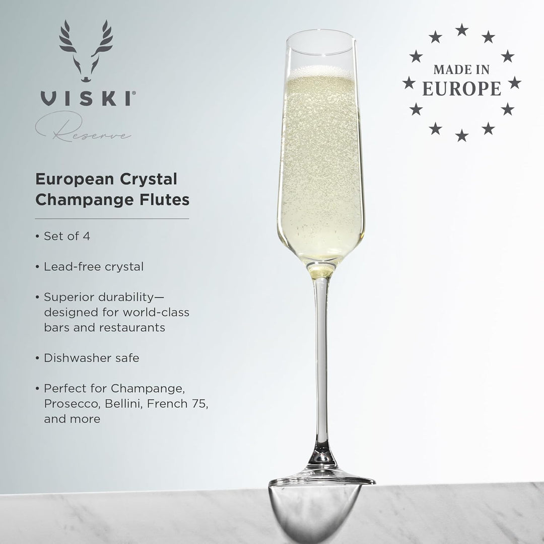 Viski Champagnergläser aus Kristall, europäische Handwerkskunst, Sektgläser-Set mit 113-170 ml, Stie