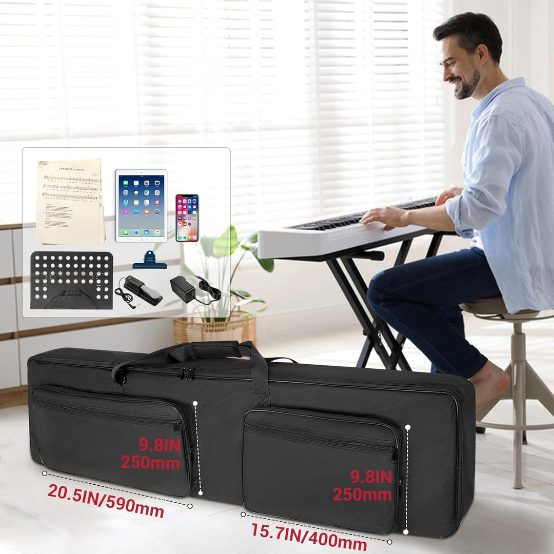 SUNDOY Schlank 88 Keyboard Tasche, Gig Bag aus 600D Robustes Oxford-Gewebe, 8mm Schaumstoffpolsterun