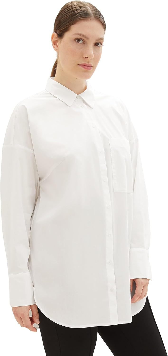 TOM TAILOR Damen Hemdbluse mit Taschen, 44