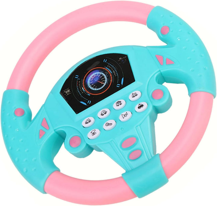 Kinderlenkrad, Elektrisches Lenkrad mit Lichtern und Musik, Simulationslenkrad Kinder, Autositz, Spi