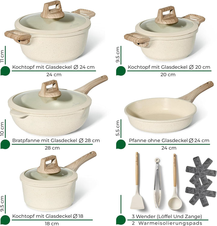 JUST PERFECTO Induktions Töpfe Set 14 pcs Pfannenset mit deckel - Induktions Töpfe Set - töpfe & pfa