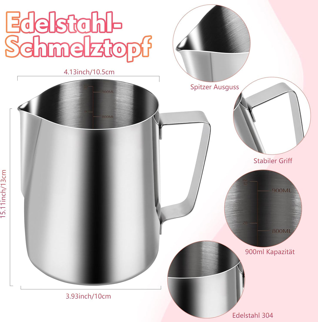 JelyArt Kerzenherstellung Kit Kerzen Selber Machen Set inkl 900 ml Kerzenwachs Schmelztopf mit Löffe