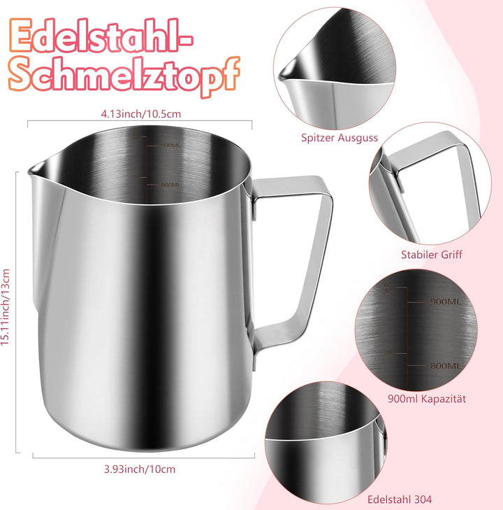 JelyArt Kerzenherstellung Kit Kerzen Selber Machen Set inkl 900 ml Kerzenwachs Schmelztopf mit Löffe