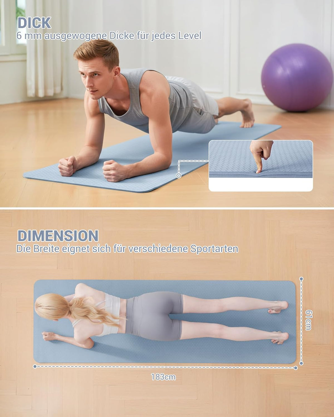 Good Nite Gymnastikmatte Yogamatte Fitnessmatte Rutschfest Trainingsmatte Sport Turn Matten Pilates