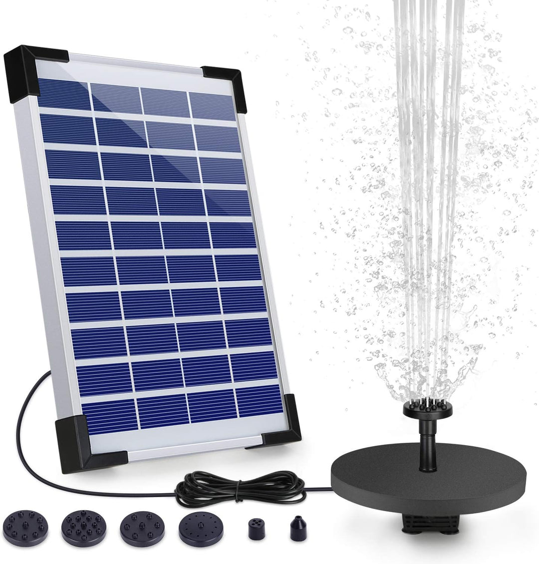 AISITIN Solar Springbrunnen 5.5W Solar Teichpumpe mit Solar Panel Eingebaute 1500mAh Batterie Wasser
