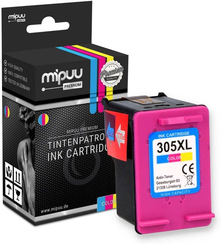 Mipuu 2 Tinten kompatibel für HP 305 XL 6ZA94AE Black Color für HP DeskJet 2700 2710 2720 2730 Plus