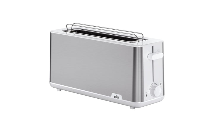 Braun Toaster PurShine HT 1610 WH, 25cm Brot Schlitz, 8 Bräunungsgrade, Aufwärm- & Auftaufunktion, B