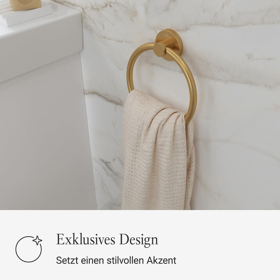 Villeroy &amp; Boch Elements Tender Handtuchhalter, rund – Gold, gebürstet Handtuchring rund Brushed Gol