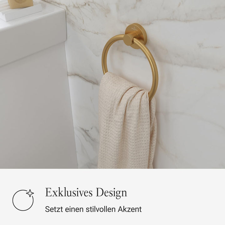 Villeroy &amp; Boch Elements Tender Handtuchhalter, rund – Gold, gebürstet Handtuchring rund Brushed Gol
