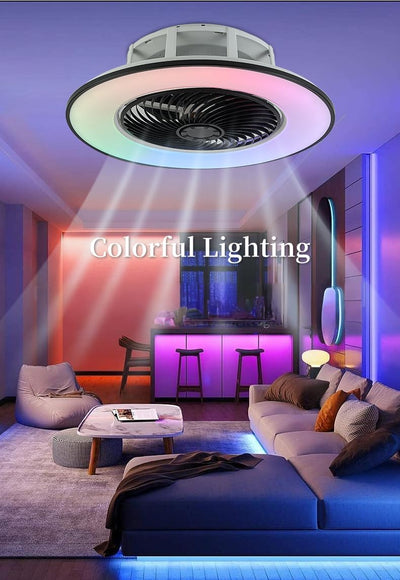 TRUYOK Silent Fan RGB Deckenleuchte 5600Lumen Musik Bluetooth Lautsprecher Deckenventilator mit Bele