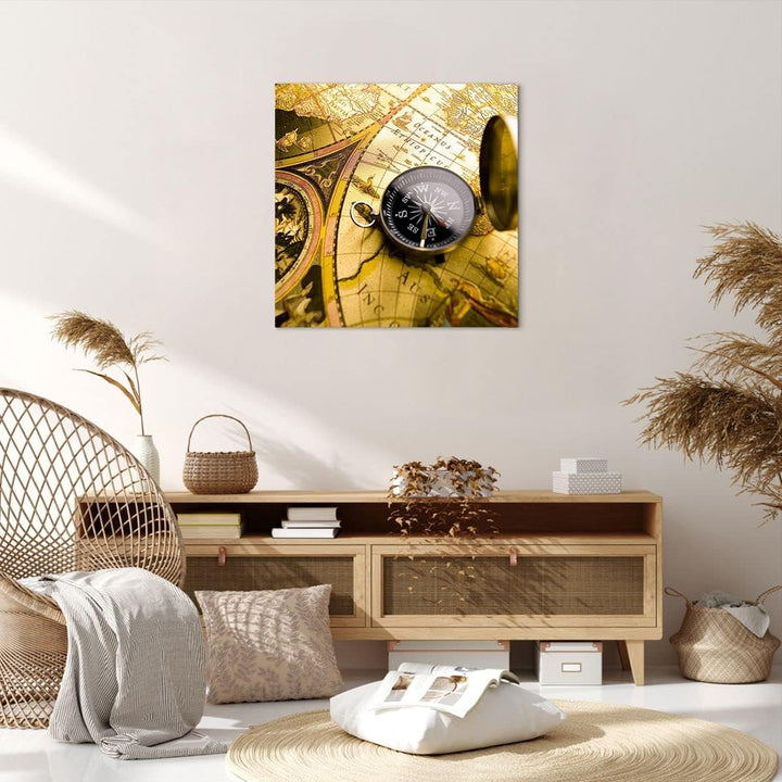 Bilder auf Leinwand Abstrakt kommunikation kompass erde Leinwandbild 60x60cm Wandbilder Dekoration W