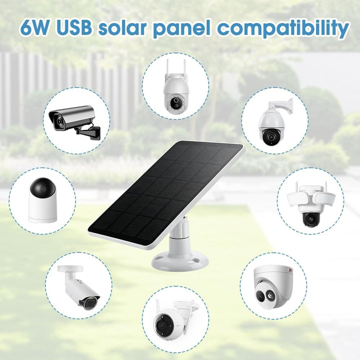 Solarpanel für Eufy Kamera, 3W Solarpanel für Ring Kamera, Solar Ladegerät 6V mit Micro USB &amp; USB-C
