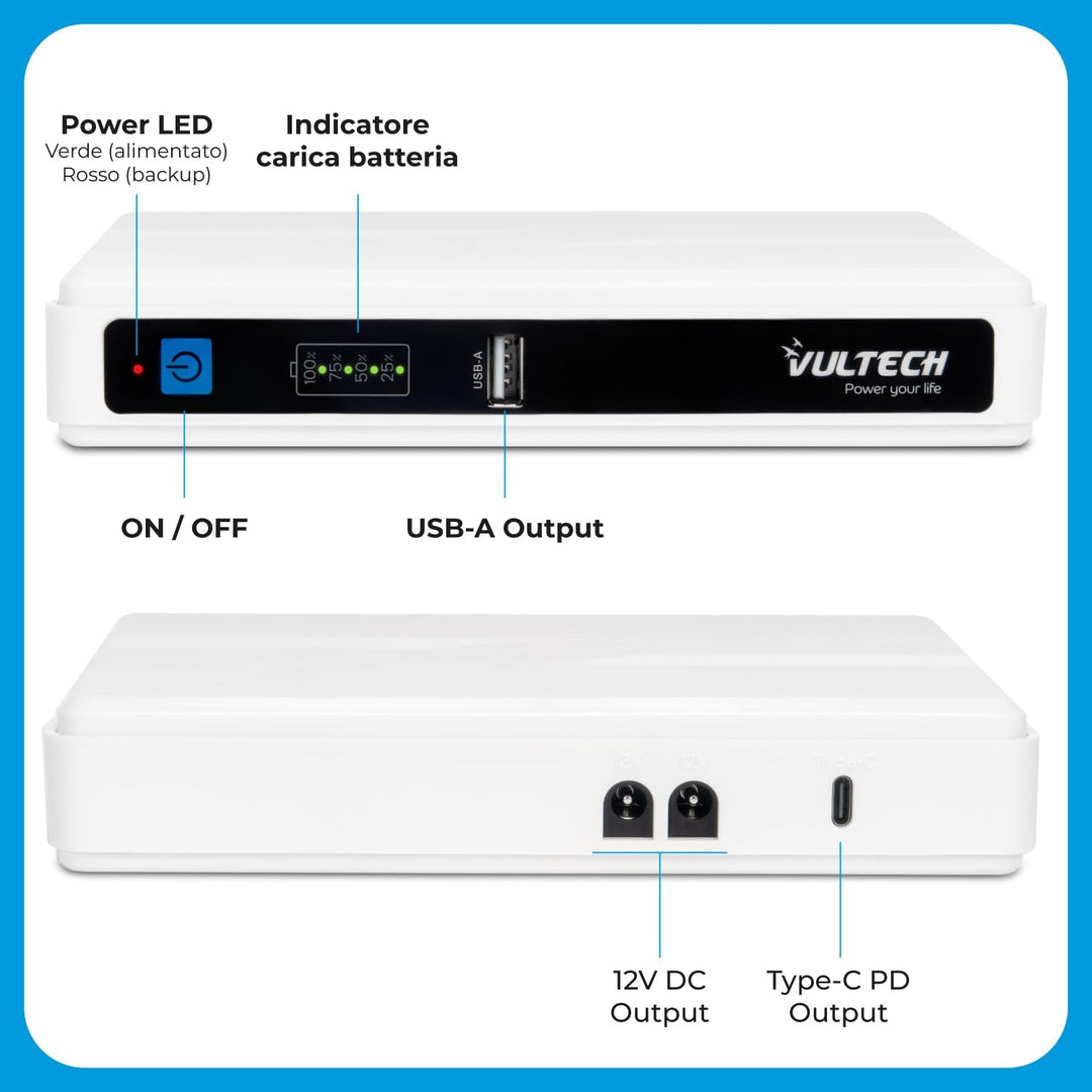VulTech UPS60PWTC-DC Mini USV 4350 mAh 60 Watt 0ms Tragbare Unterbrechungsgruppe für Router Wireless