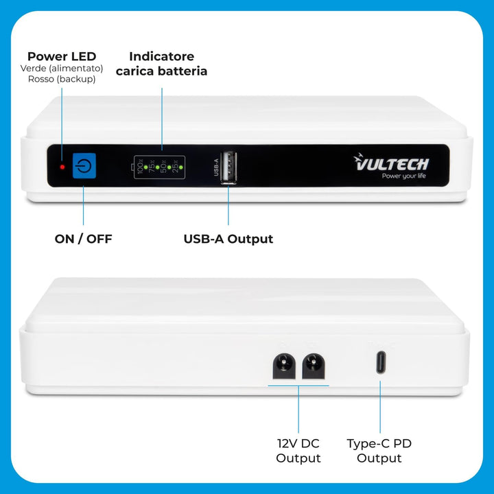 VulTech UPS60PWTC-DC Mini USV 4350 mAh 60 Watt 0ms Tragbare Unterbrechungsgruppe für Router Wireless