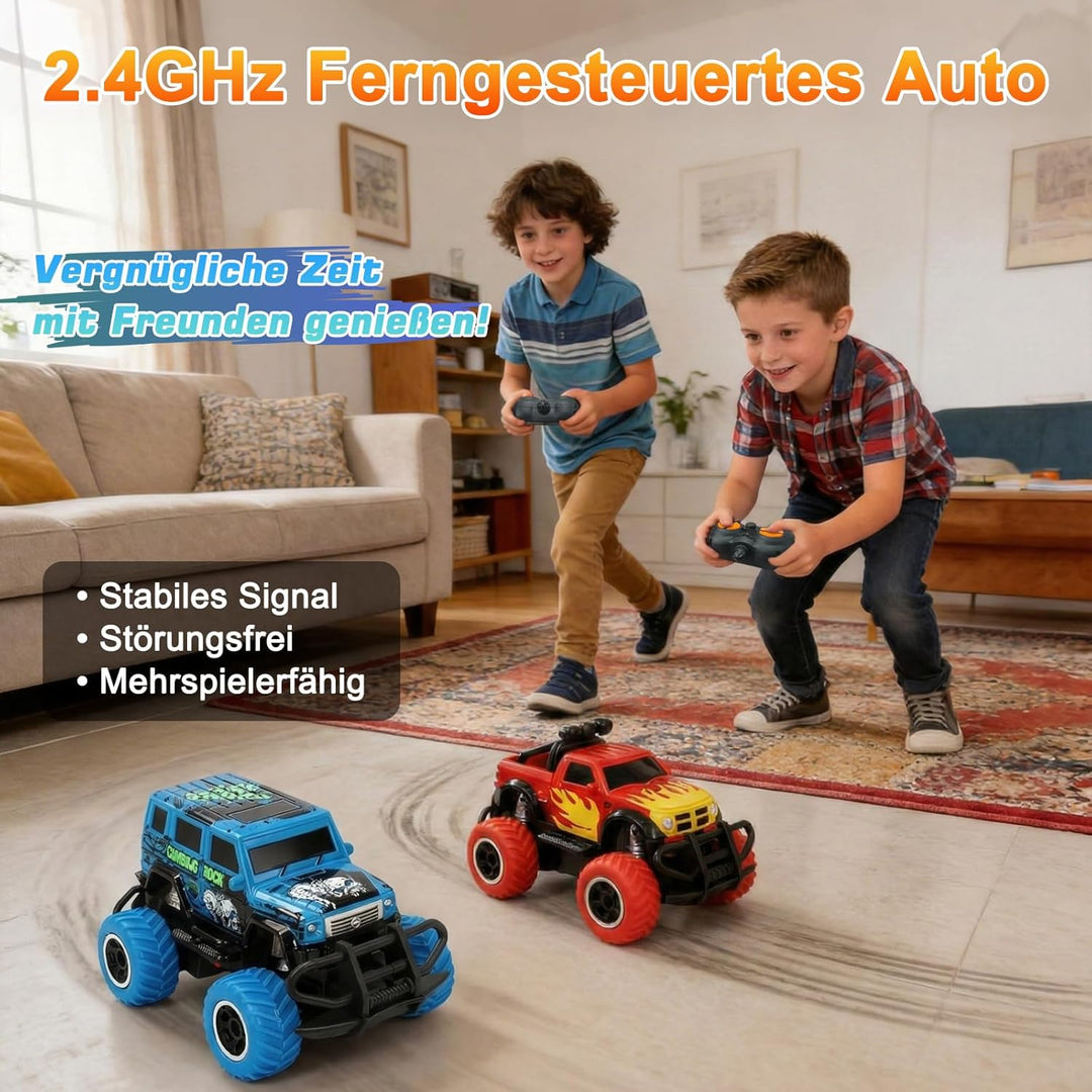 Pup Go 2er Set 2.4GHz RC Auto, Robuste ferngesteuerte Monstertrucks für Jungen und Mädchen Kinder 3-