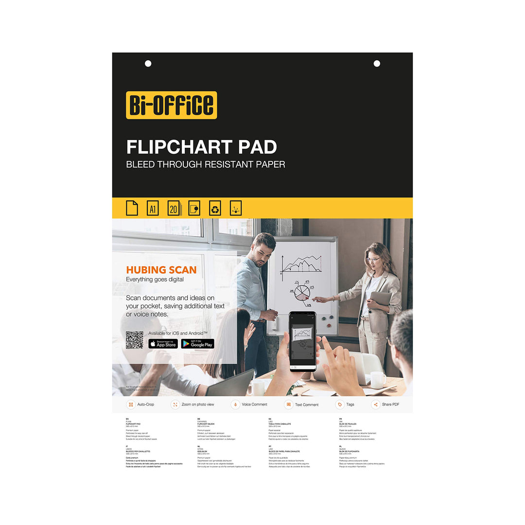 Bi-Office Flipchartblock A1, Blanko, 20 Blättern, 60 g/m² Papier, 5 Flipchartblöcke a1 60 g/m², a1 6