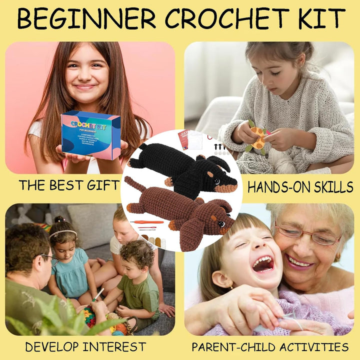 Häkelset für Anfänger, Häkelset Tiere mit Hundemotiv,Geeignet für Häkelset Kinder,Strickset für Erwa