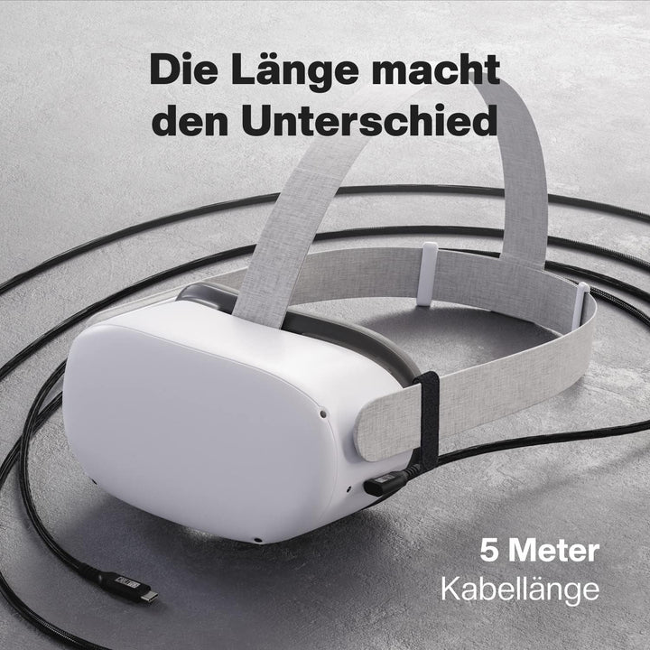 CABLETEX 5m Link Kabel kompatibel mit Meta Quest 3, Oculus Quest 2, PICO 4, PSVR2, USB 3.2, USB C -