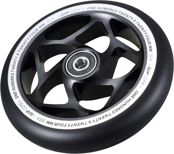 Blunt Gap Core Stunt-Scooter Rolle Abec9 Wheel 120mm +Fantic26 Sticker Schwarz / Pu Schwarz, Schwarz
