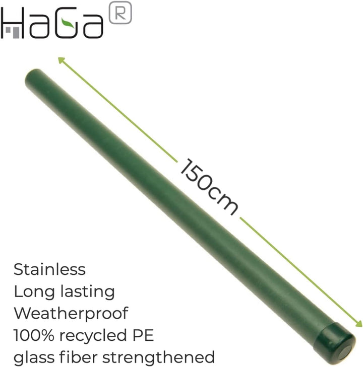 HaGa® Kunststoffpfahl 10 Stück - Zaunpfahl 3,8cm Stärke x 150cm Höhe - Pfahl glasfaserverstärktes un