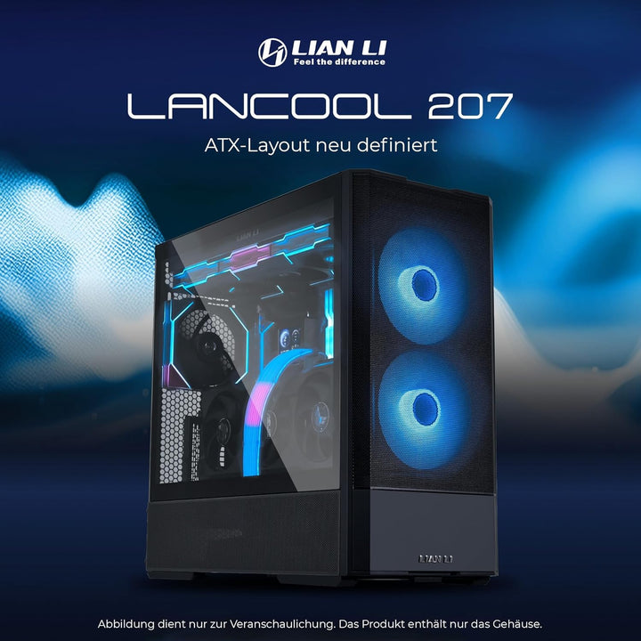 Lian Li LANCOOL 207 Gaming PC Gehäuse ATX Schwarz - Midi Tower PC Gehäuse mit RGB-Beleuchtung, Grafi